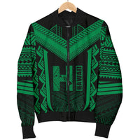 Hawaiian Kanaka Polynesian Women's Bomber Jacket Active Green - Polynesian Pride