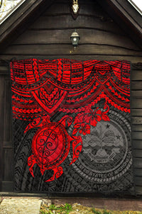 Federated States Of Micronesia Premium Quilt - Federated States Of Micronesia Seal & Red Turtle Hibiscus - Polynesian Pride