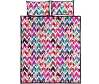 Hawaii Quilt Bed Set Palm Foliage On Striped Zigzag AH - Polynesian Pride