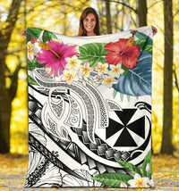 Wallis and Futuna Polynesian Premium Blanket - Summer Plumeria (White) - Polynesian Pride