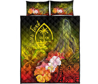Guam Custom Personalised Quilt Bed Set - Humpback Whale with Tropical Flowers (Yellow) - Polynesian Pride