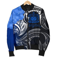 Samoa Men's Bomber Jacket - Samoa Seal Wave Style (Blue) - Polynesian Pride
