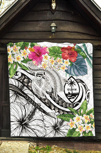 Guam Polynesian Premium Quilt - Summer Plumeria (White) - Polynesian Pride