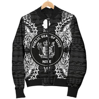 Niue Polynesian Men's Bomber Jacket Map Black - Polynesian Pride