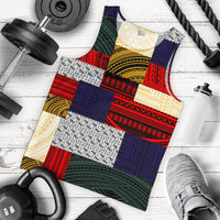 Polynesian Men's Tank Top - Design Retro Patchwork Red - Green - Polynesian Pride