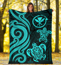 Polynesian Hawaii (Kanaka Maoli) Premium Blanket - Turquoise Tentacle Turtle - Polynesian Pride