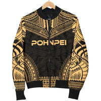 Pohnpei Polynesian Chief Women'S Bomber Jacket - Gold Version - Polynesian Pride