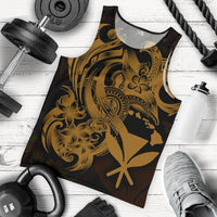 Polynesian Hawaii Men's Tank Top - Kanaka Maoli Gold Turtle Gold - Polynesian Pride