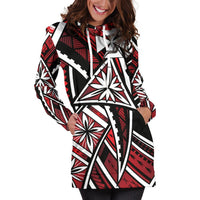 Wallis and Futuna Women's Hoodie Dress - Tribal Flower Special Pattern Red Color - Polynesian Pride
