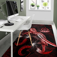 Vanuatu Polynesian Area Rugs - Turtle With Blooming Hibiscus Red - Polynesian Pride