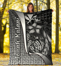 Polynesian Hawaii Jonah Kalani Premium Blanket White - Turtle with Hook - Polynesian Pride