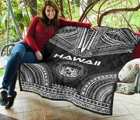 Hawaii Premium Quilt - Hawaii Seal Polynesian Chief Black Version - Polynesian Pride