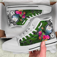 Marshall Islands High Top Shoes - Turtle Plumeria Banana Leaf Crest - Polynesian Pride