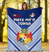 Mate Ma'a Tonga Rugby Premium Blanket Polynesian Creative Style - Blue - Polynesian Pride