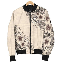 Chuuk Men's Bomber Jacket - The Beige Hibiscus - Polynesian Pride