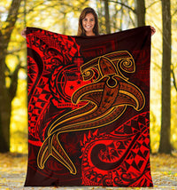 Samoa Premium Blanket - Red Shark Polynesian Tattoo - Polynesian Pride
