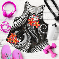 Pohnpei Micronesian Women Racerback Tank - Black Plumeria BLACK - Polynesian Pride