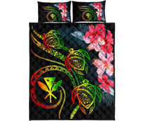 Hawaii Turtle Polynesian Tropical Quilt Bed Set - Cora Style Reggae Art - Polynesian Pride