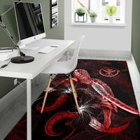 Hawaii Polynesian Area Rugs - Turtle With Blooming Hibiscus Red - Polynesian Pride