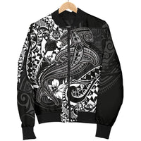 Tonga Men's Bomber Jacket - White Shark Polynesian Tattoo - Polynesian Pride