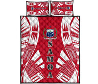 Samoa Quilt Bed Set - Samoa Coat Of Arms Polynesian Red Tattoo Style Red - Polynesian Pride