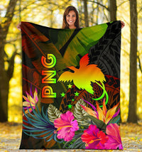 Papua New Guinea Polynesian Premium Blanket - Hibiscus and Banana Leaves - Polynesian Pride
