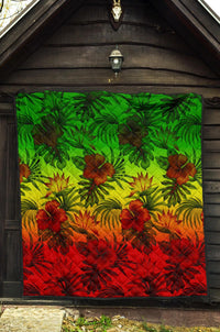 Polynesian Premium Quilt - Reggae Hibiscus Patterns - Polynesian Pride