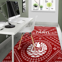 Tahiti Area Rug - Tahiti Seal In Polynesian Tattoo Style (Red) - Polynesian Pride