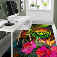 Federated States of Micronesia Polynesian Area Rug - Hibiscus and Banana Leaves - Polynesian Pride