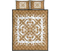 Hawaii Quilt Bed Set Royal - Gold And White Gold - Polynesian Pride