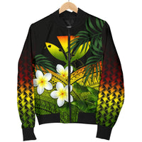 Kanaka Maoli (Hawaiian) Men's Bomber Jacket, Polynesian Plumeria Banana Leaves Reggae - Polynesian Pride