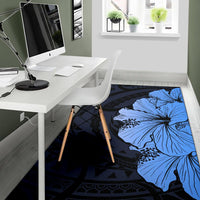 Royal Hibiscus Polynesian Tribal Area Rug Blue AH - Polynesian Pride