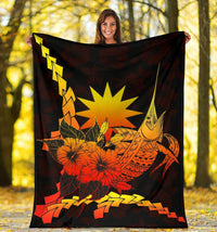 Nauru Polynesian Premium Blanket - Swordfish With Hibiscus - Polynesian Pride