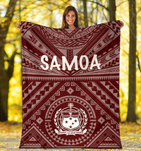 Samoa Premium Blanket - Samoa Seal In Polynesian Tattoo Style (Red) - Polynesian Pride