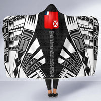 Wallis And Futuna Hooded Blanket - Polynesian Tattoo Black - Polynesian Pride