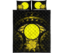 Palau Polynesian Quilt Bed Set Hibiscus Yellow - Polynesian Pride