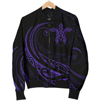 Hawaii Turtle Polynesian Women's Bomber Jacket - Purple - Frida Style - Polynesian Pride