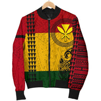Hawaii Kanaka Flag Polynesian Personalized Women's Bomber Jacket - Polynesian Pride
