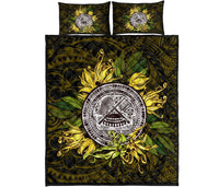 American samoa Bed Quilt Set Ylang Ylang Flowers - Polynesian Pride
