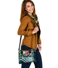 Tahiti Polynesian Shoulder Handbag - Summer Plumeria (Turquoise) - Polynesian Pride