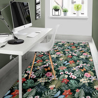 Tropical Plumeria Pattern With Palm Leaves Rug - Polynesian Pride