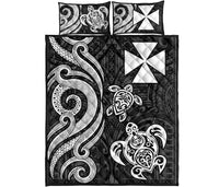 Wallis and Futuna Quilt Bed Set - White Tentacle Turtle - Polynesian Pride