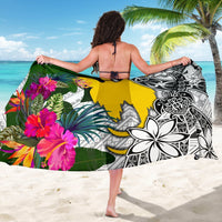 Papua New Guinea Sarong White - Turtle Plumeria Banana Leaf - Polynesian Pride