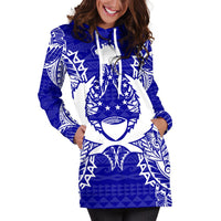 Pohnpei Polynesian Hoodie Dress Map Blue - Polynesian Pride