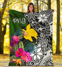 Papua New Guinea Premium Blanket - Turtle Plumeria Banana Leaf - Polynesian Pride