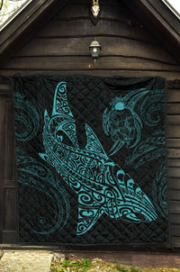 Polynesian Quilt - Polynesian Blue Shark Warrior Tattoo - Polynesian Pride