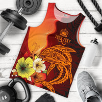Samoa Custom Personalised Men's Tank Top - Tribal Tuna Fish Orange - Polynesian Pride