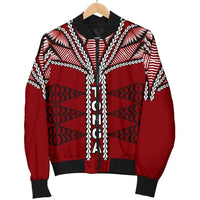 Tonga Polynesian Men's Bomber Jacket - Tongan Ngatu Pattern Red - Polynesian Pride