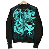 Polynesian Hawaii Men's Bomber Jacket - Kanaka Maoli Blue Turtle Blue - Polynesian Pride