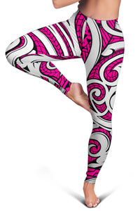 Polynesian Maori Ethnic Ornament Pink Hawaii Women's Leggings AH - Polynesian Pride